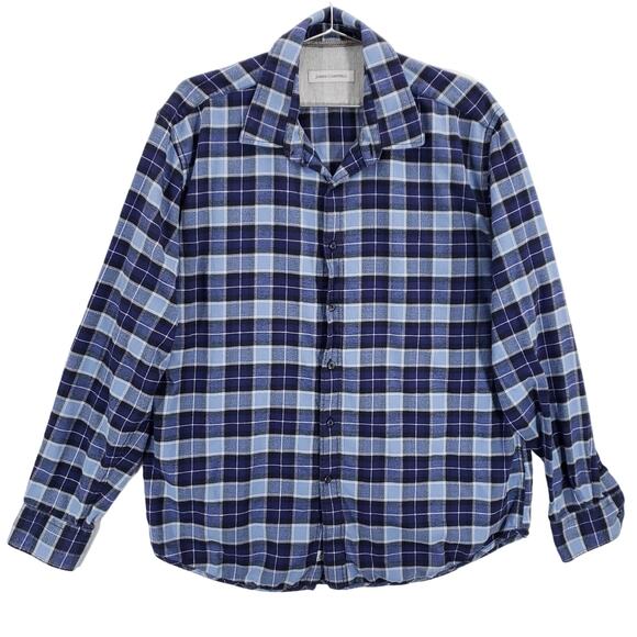 James Campbell Flannel Mens Extra Large Blue Plaid Casual Cabincore Button Up - Picture 1 of 13